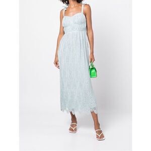 Jonathan Simkhai Bonnie Silk Plisse Strapless Bustier Midi Dress size 10 NWT